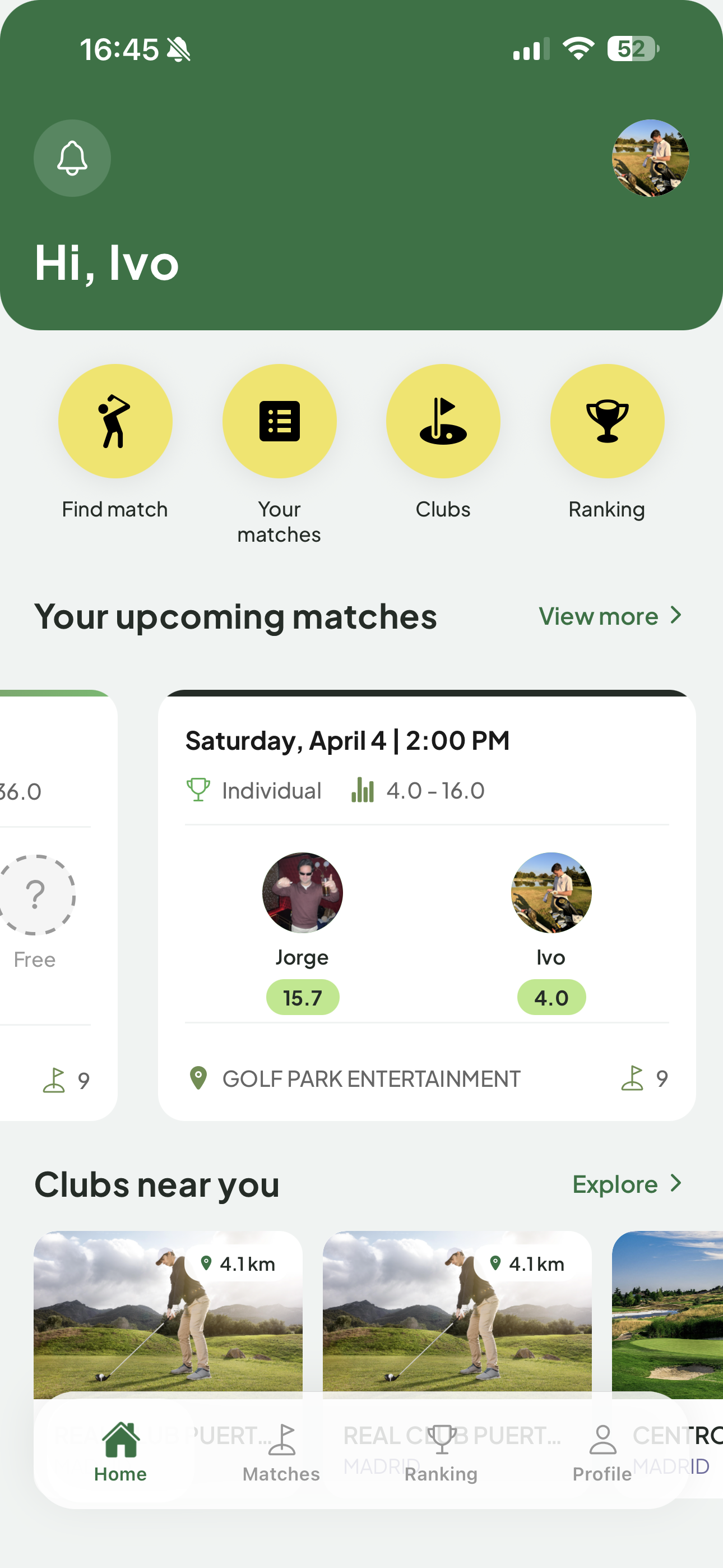 OneUp — Partidos individuales disponibles